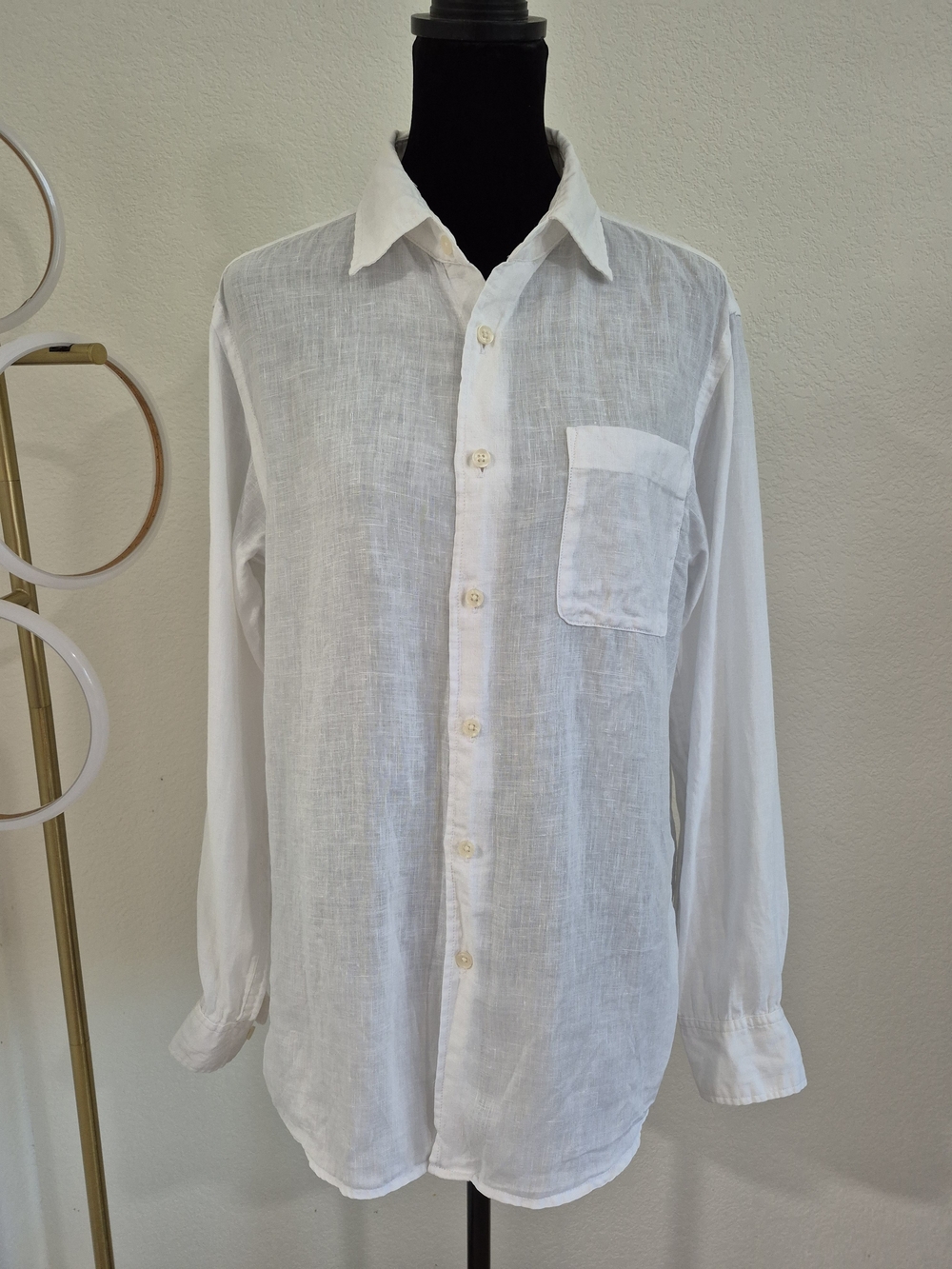 Women's Classic White Linen Button-Up Shirt